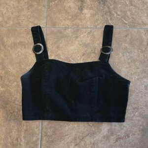 Black Corduroy Cropped Timing Tank